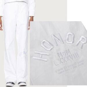 Honor The Gift Women's Hollywood Pants Twill Baggy White Embroidered Trousers XS